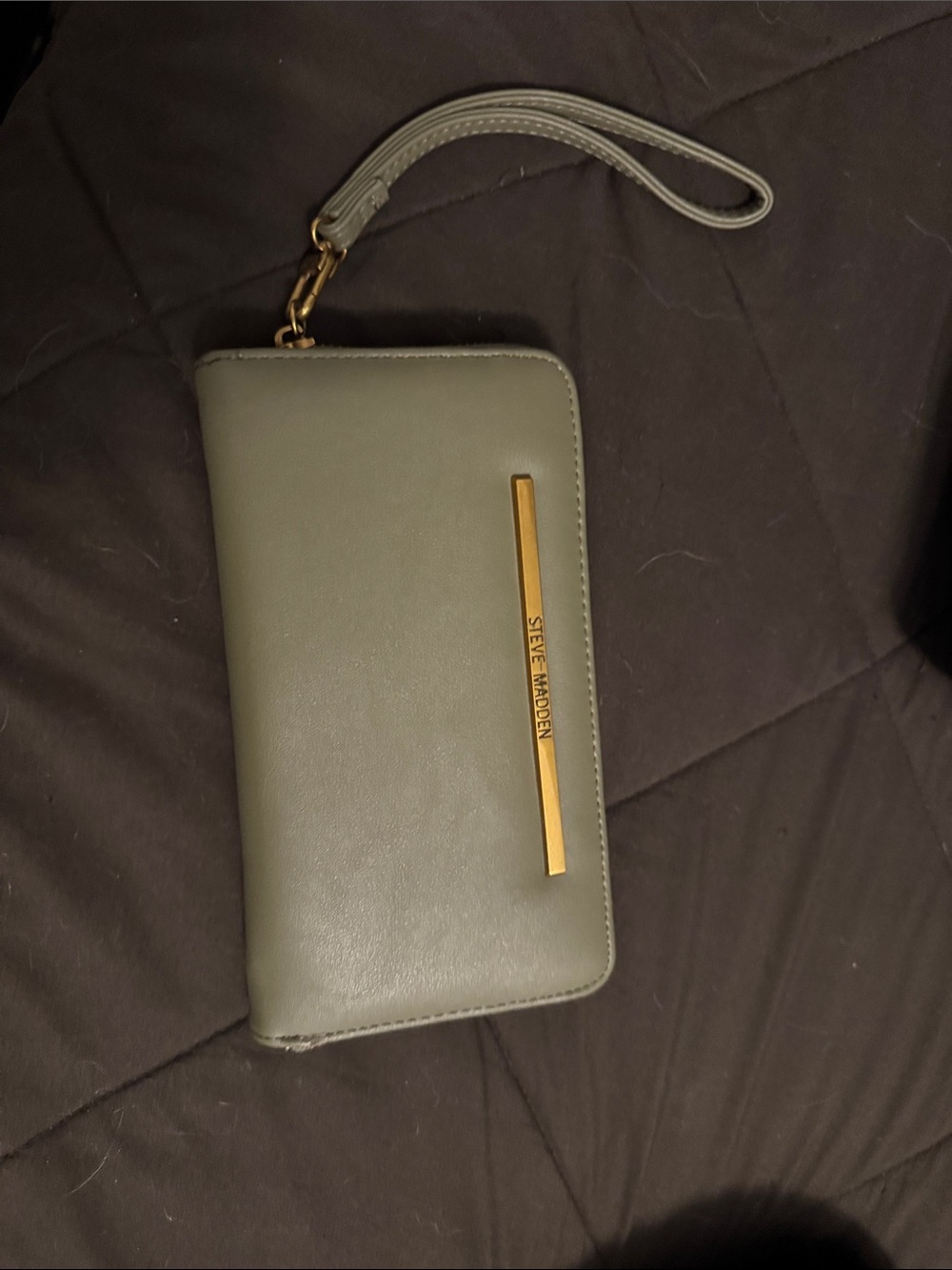 Steve Madden Olive Wristlet Wallet with Gold Accent